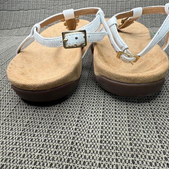 Vionic Womens Size 9 White Miami T-Strap Sandals With Gold Accents - Picture 7 of 9